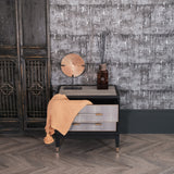 Dellora Bedside Table in Oak and Faux Shagreen