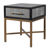 Dellora Side Table in Oak and Faux Shagreen