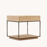 Domkapa Grazi Bedside Table in Natural Oak and Smoky Black Metal