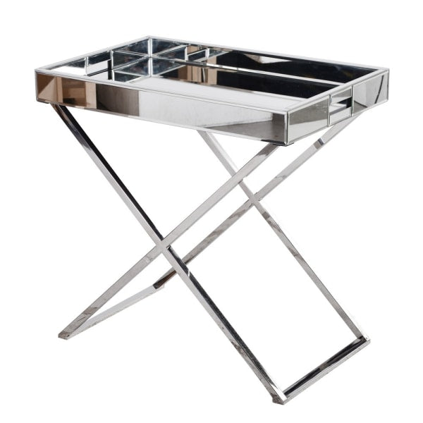 Mirrored Chrome Tray Table