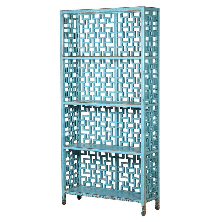 Lingbao Display Cabinet in Distressed Blue