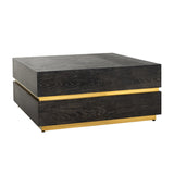 Richmond Interiors Blackbone Coffee Table with Oak and Golden Stainless Steel - Small