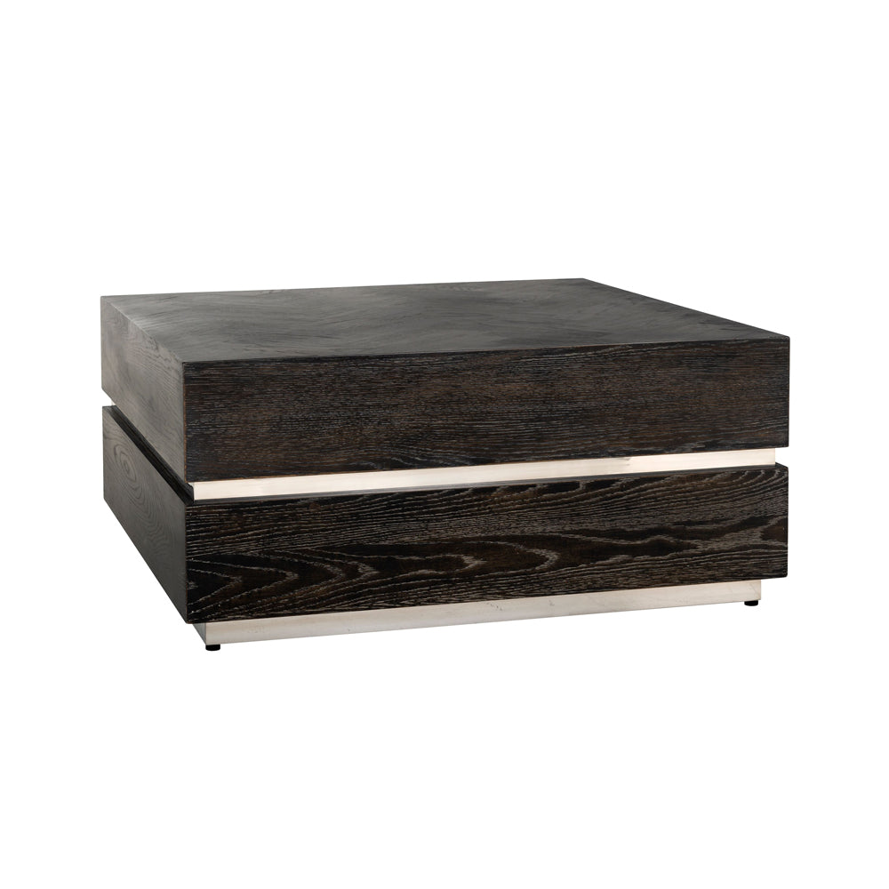 Richmond Interiors Blackbone Coffee Table with Oak and Stainless Steel - Small