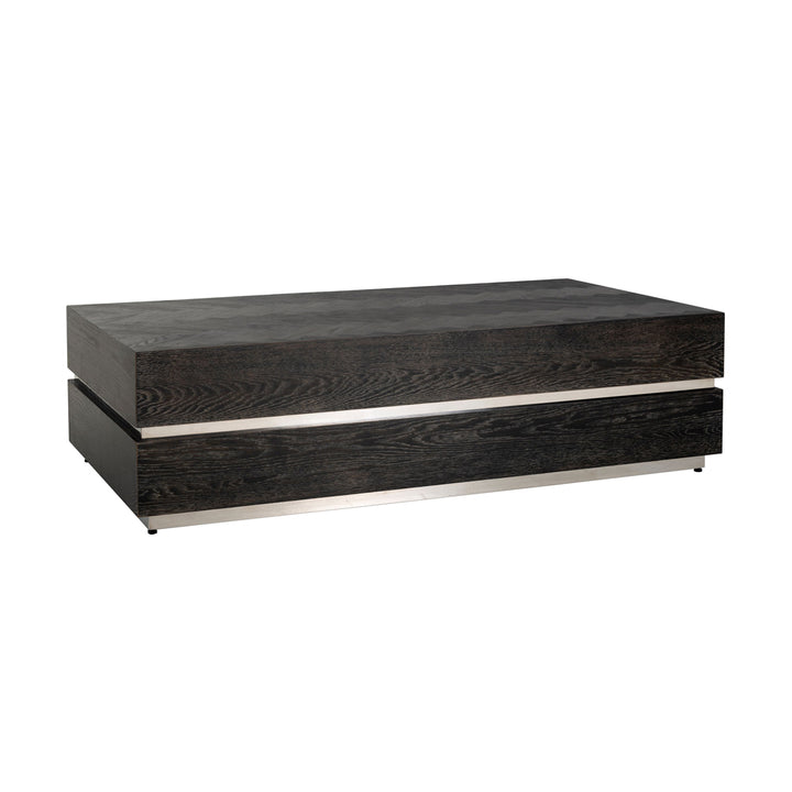 Richmond Interiors Blackbone Coffee Table with Oak and Stainless Steel - Large