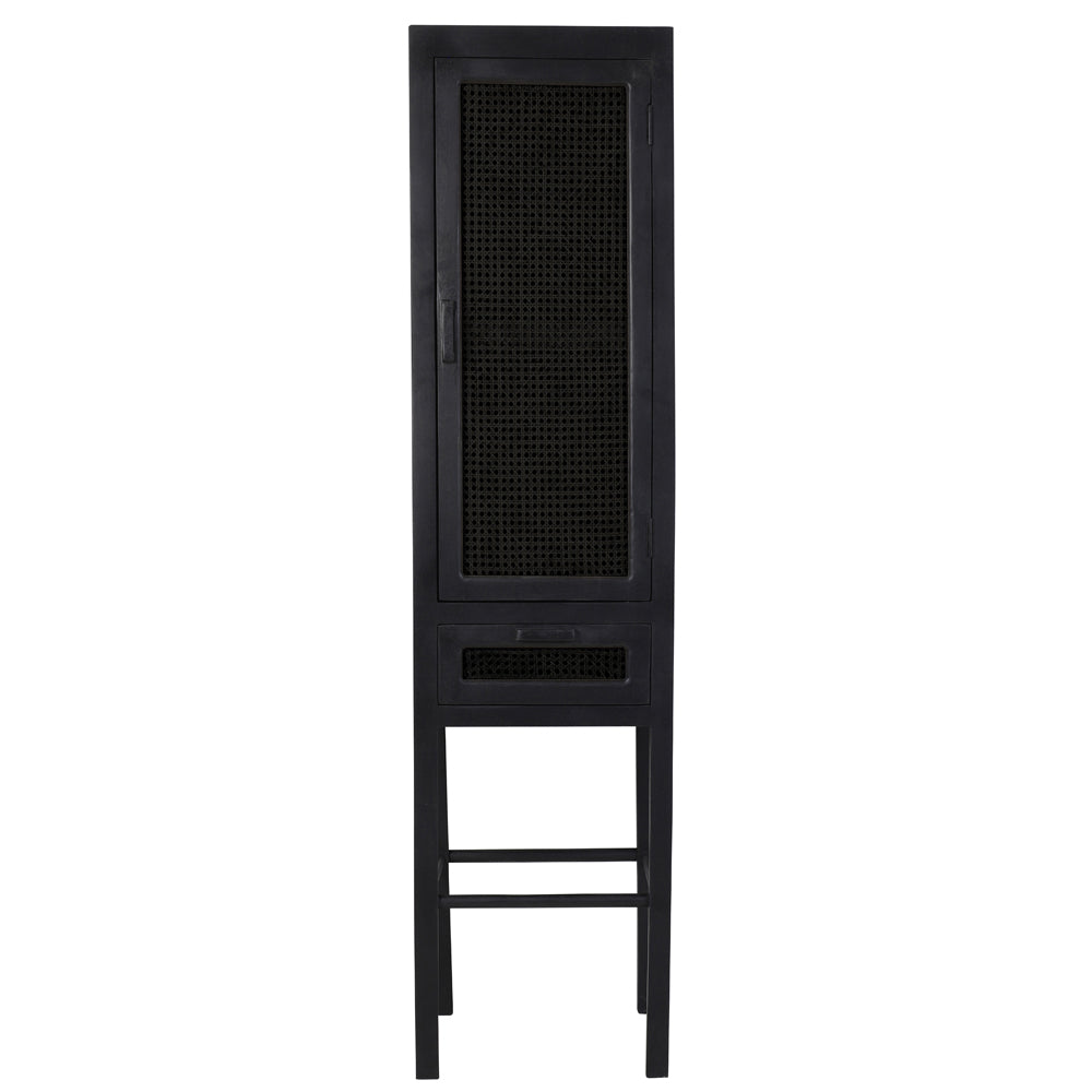 Fermier Cabinet with Black Wood and Black Woven Mesh