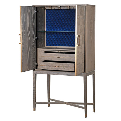 Fernsby Squares Bar Cabinet with Oak and Brass