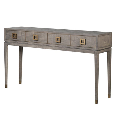 Fernsby Squares Console Table with Oak and Brass