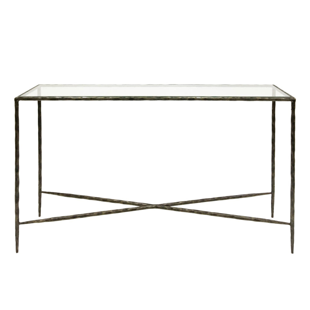 Libra Interiors Patterdale Hand Forged Console Table in Dark Bronze – Large