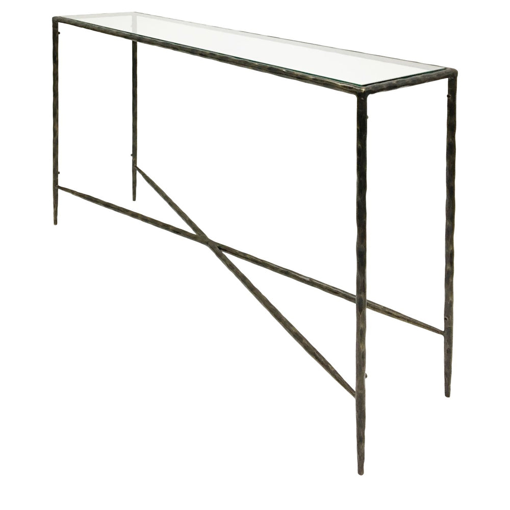 Libra Interiors Patterdale Hand Forged Console Table in Dark Bronze – Large