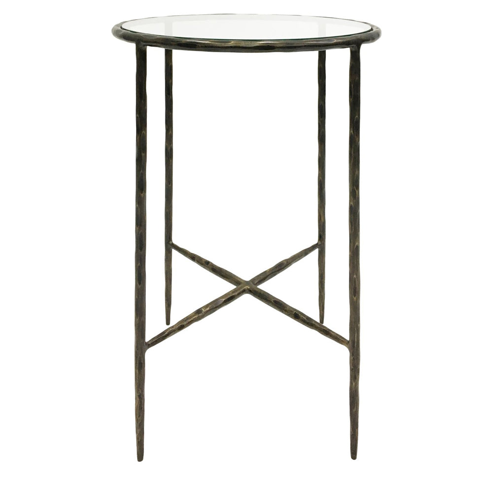 Libra Interiors Patterdale Hand Forged Side Table – Dark Bronze Finish