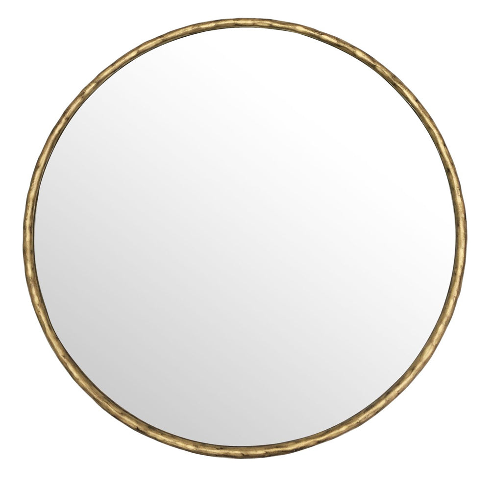 Libra Interiors Patterdale Round Mirror – Aged Champagne Gold Finish