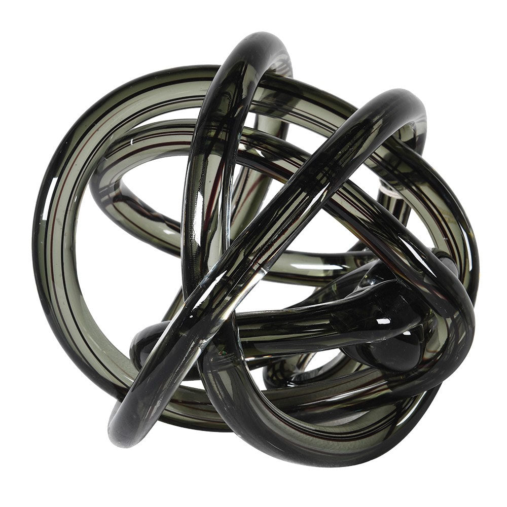 Glass Knot Sculpture – Dark Grey