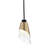Hudson Valley Lighting Angie Pendant with Aged Brass Finish and Glass