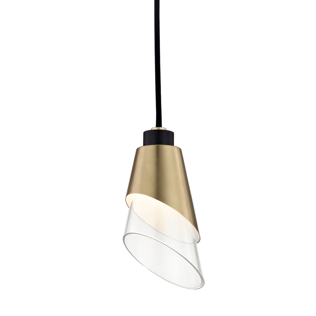 Hudson Valley Lighting Angie Pendant with Aged Brass Finish and Glass