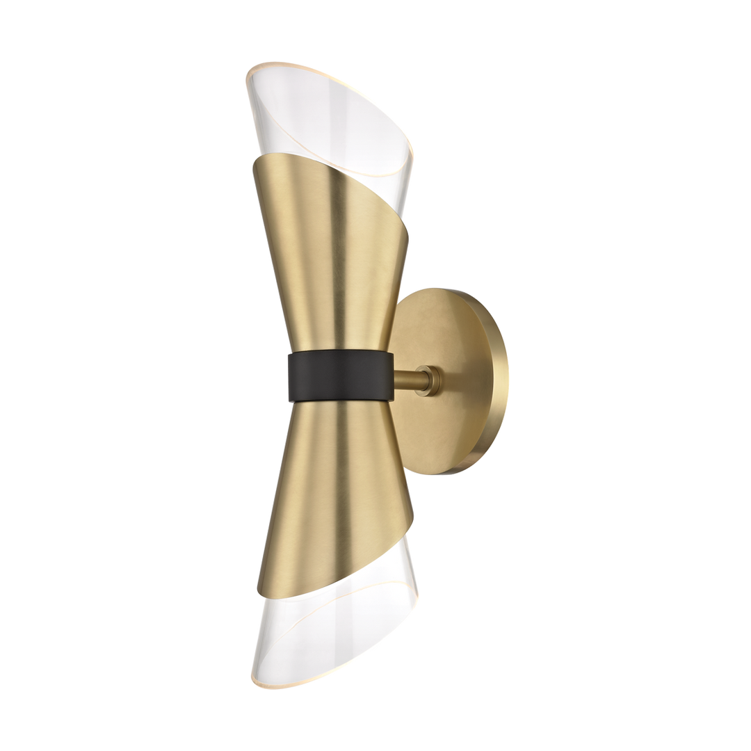 Hudson Valley Lighting Angie Wall Sconce in Warm Brass Finish Steel and Glass