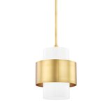 Hudson Valley Lighting Corinth Pendant Light with Warm Brass and Glass