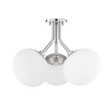 Hudson Valley Lighting Estee Semi-Flush Light with Opal Glass – Silver – Excess Stock