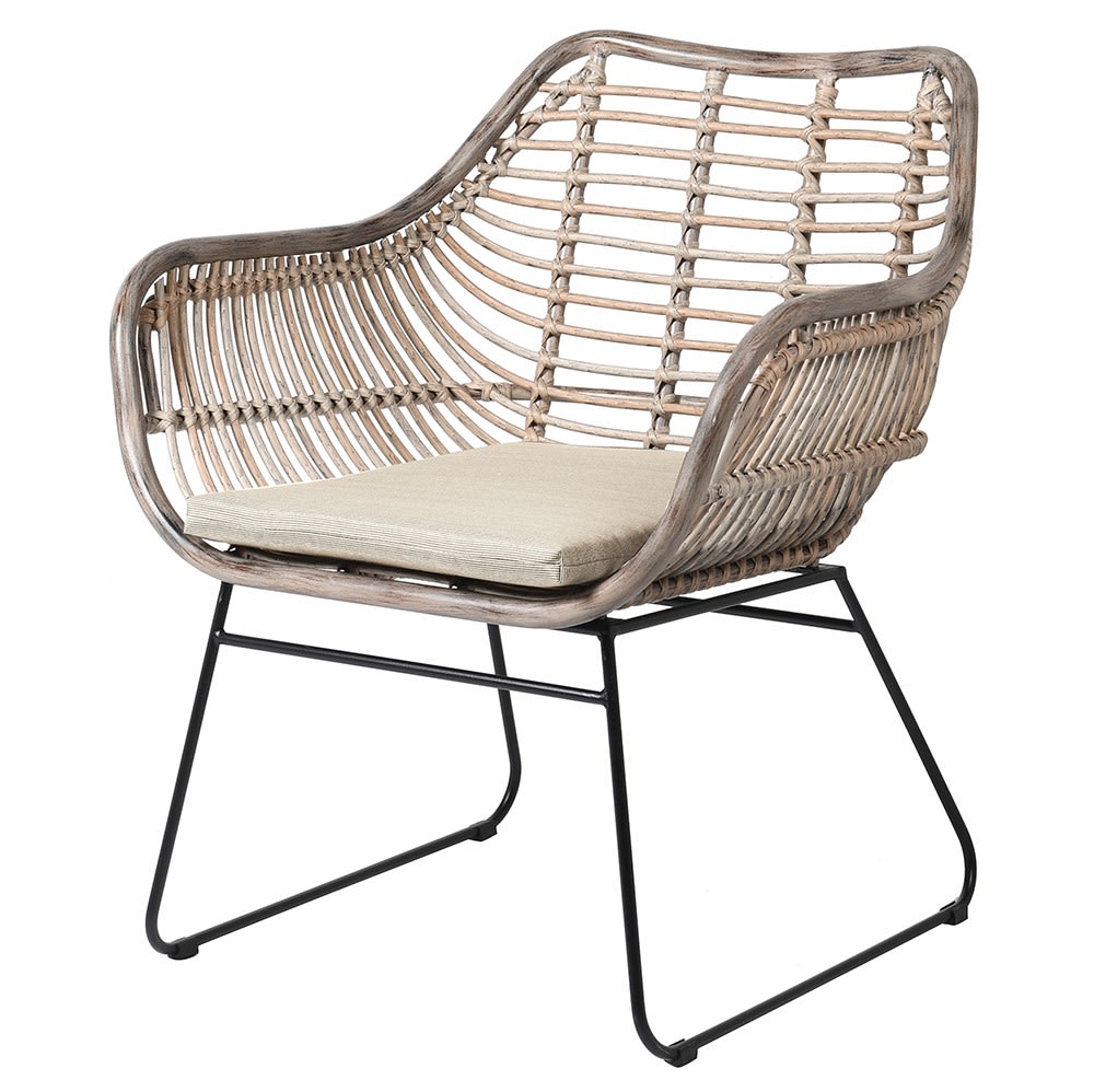 Kamshet Rattan Chair with Black Aluminium Legs
