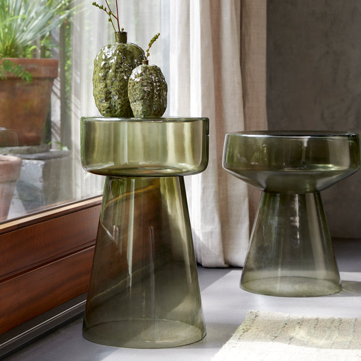 Kiyo Side Table in Grey-Green Glass