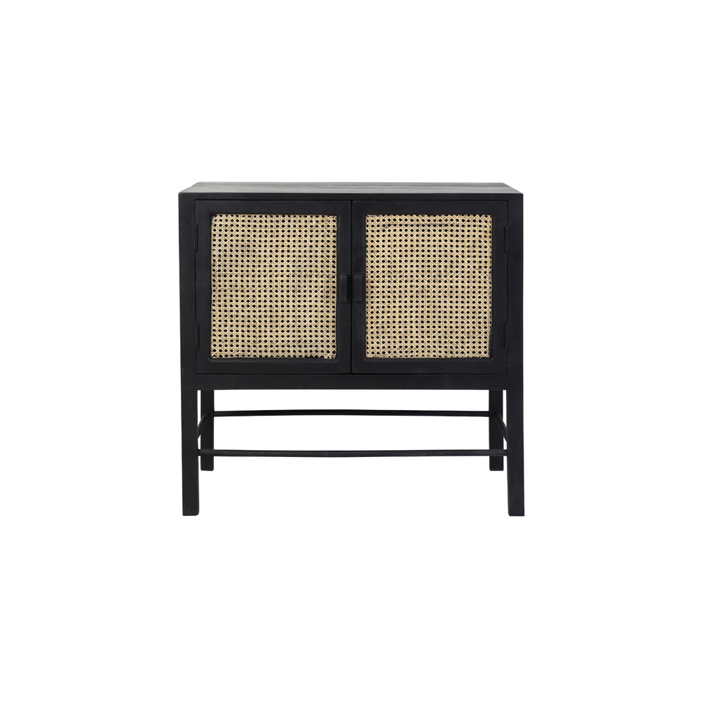 La Granja Low Cabinet with Natural Wood and Woven Webbing