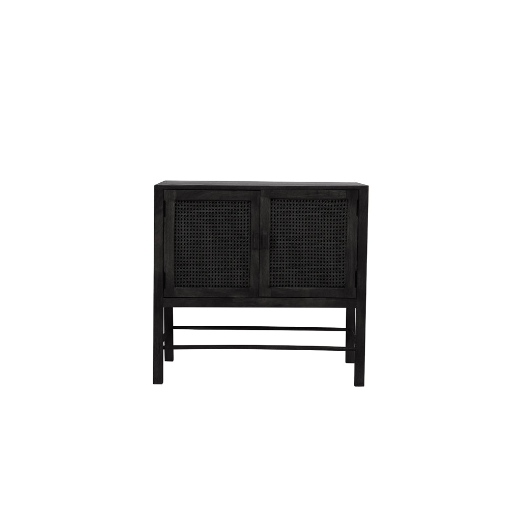 La Granja Low Cabinet with Black Wood and Woven Webbing