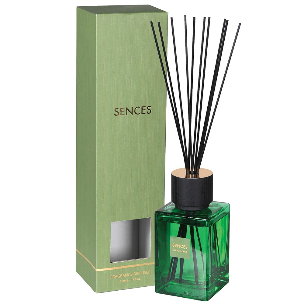 Large Amora Verbena Reed Diffuser with Emerald Glass Bottle