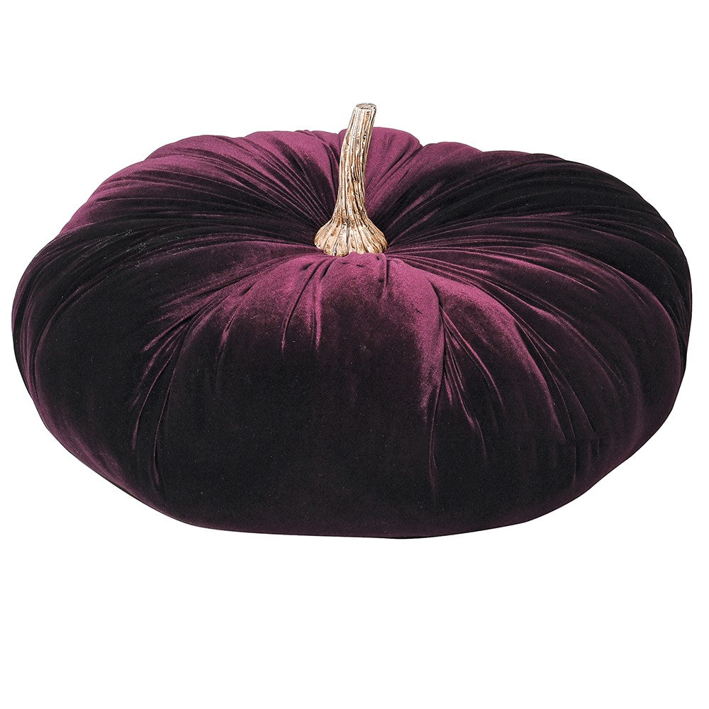 Large Decorative Velvet Pumpkin in Aubergine Purple