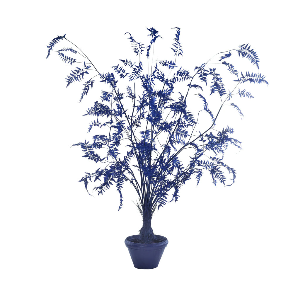 Pols Potten Laurelina Pot Plant with Blue Fabric Leaves and Clay Pot
