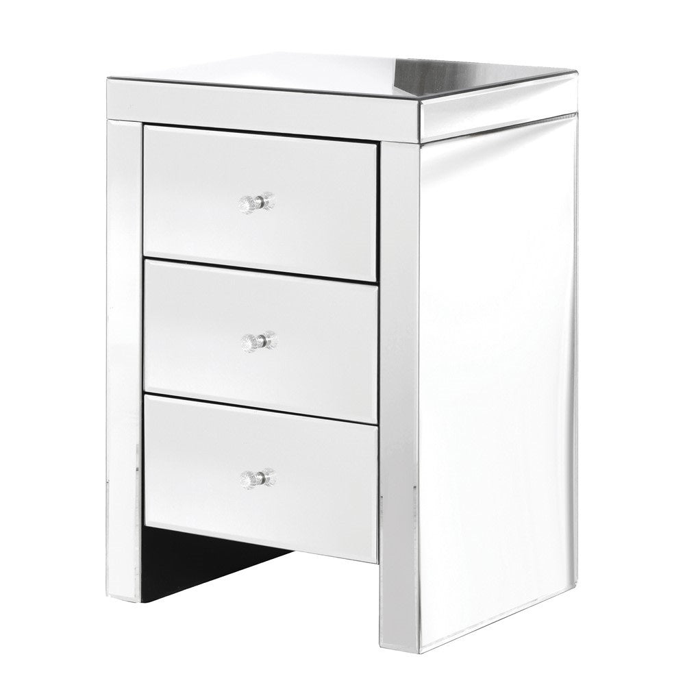 Leora Mirrored 3 Drawer Bedside Table
