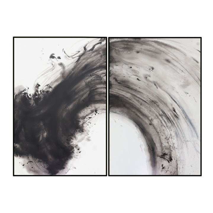 Liang & Eimil Abstract Wave Painting as Oil on Canvas -  Set of 2