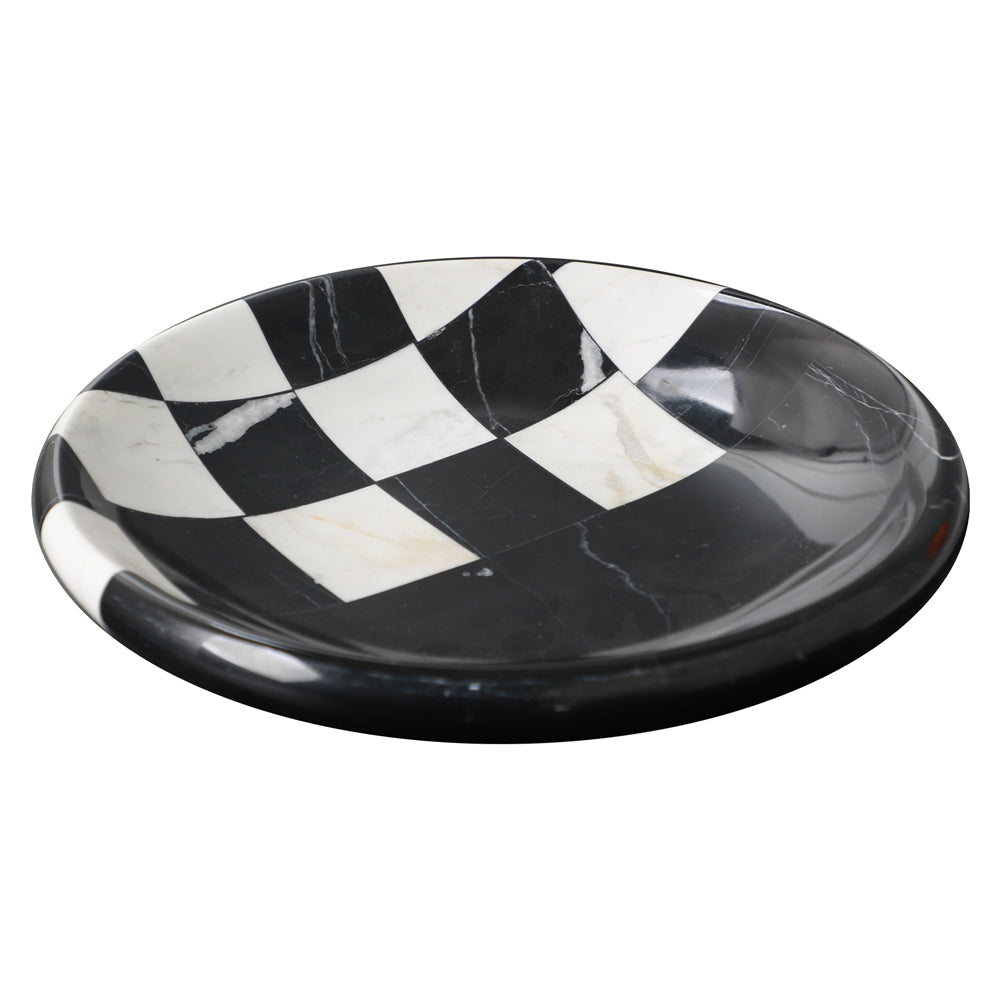 Liang & Eimil Courtly Check Tray in Black and White Marble