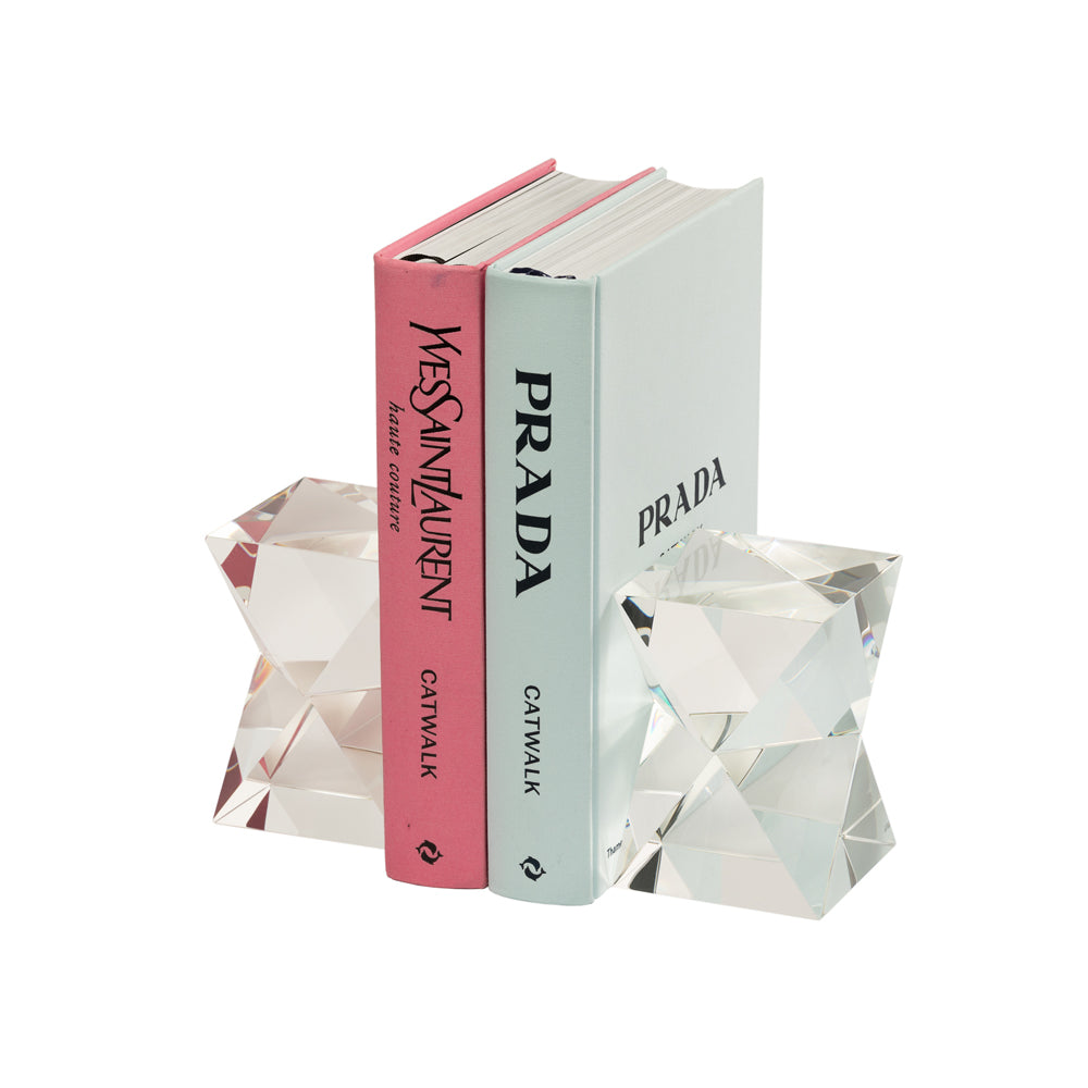 Liang & Eimil Crystal Bookends with Elegant Cinch Shaping