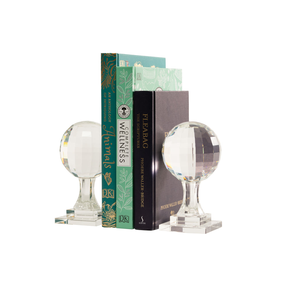 Liang & Eimil Crystal Bookends with Elegant Globe Shaping