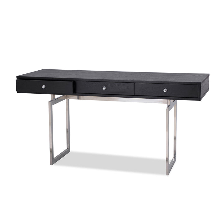 Liang & Eimil Hamilton Desk with Black Ash Veneer and Polished Stainless Steel