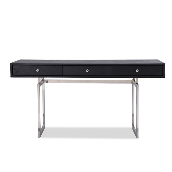 Liang & Eimil Hamilton Desk with Black Ash Veneer and Polished Stainless Steel