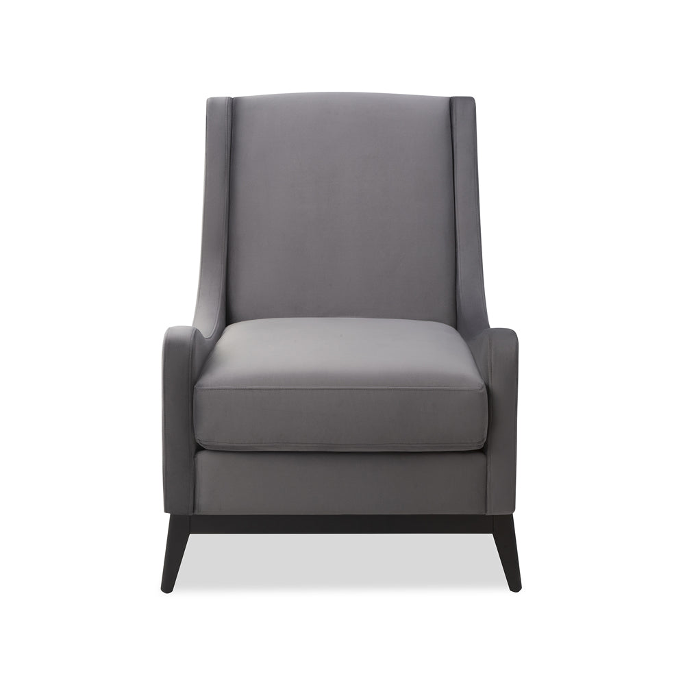 Liang & Eimil Lima Occasional Chair in Night Grey Velvet with Solid Wood Legs