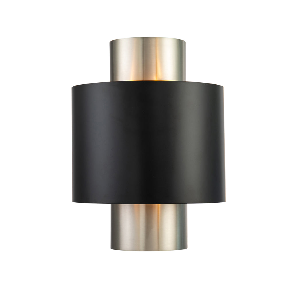 Liang & Eimil Logan Wall Lamp with Satin Nickel Finish and Matt Black Shade