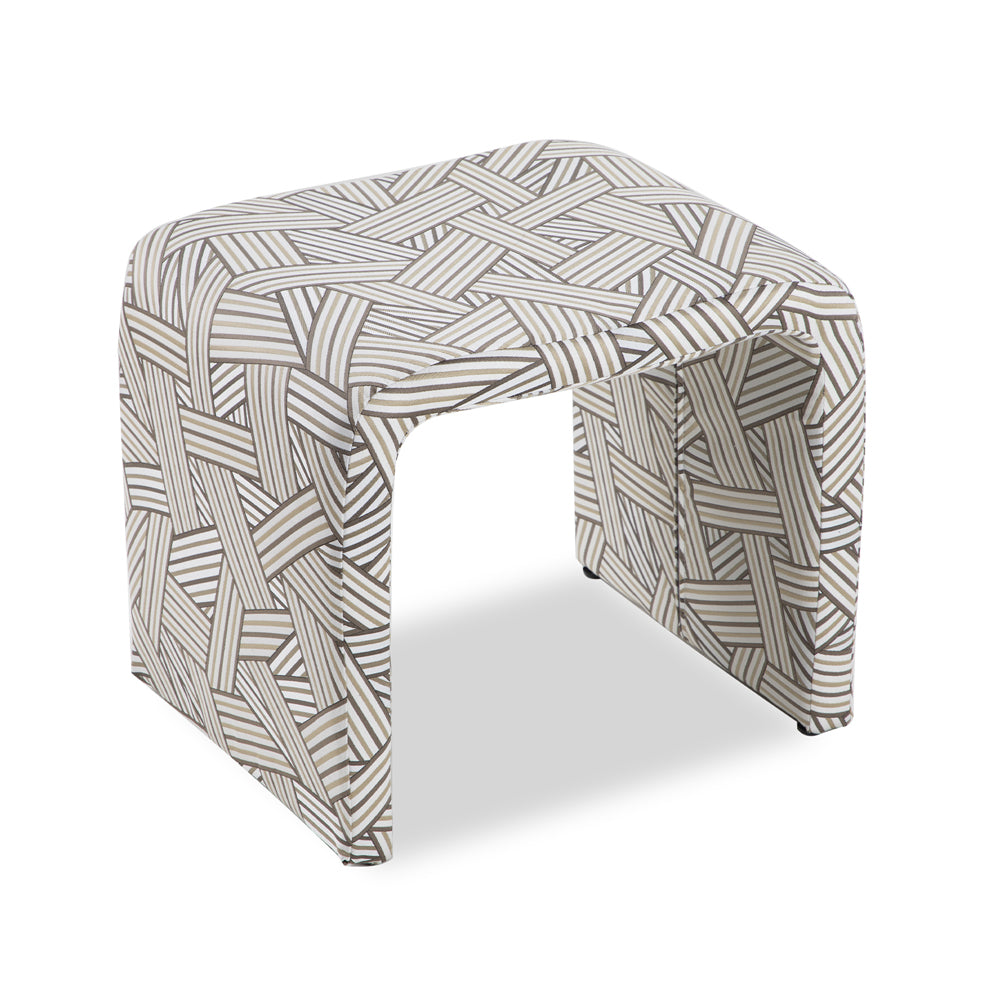 Liang & Eimil Mahak Low Stool with Geo Beige Fabric