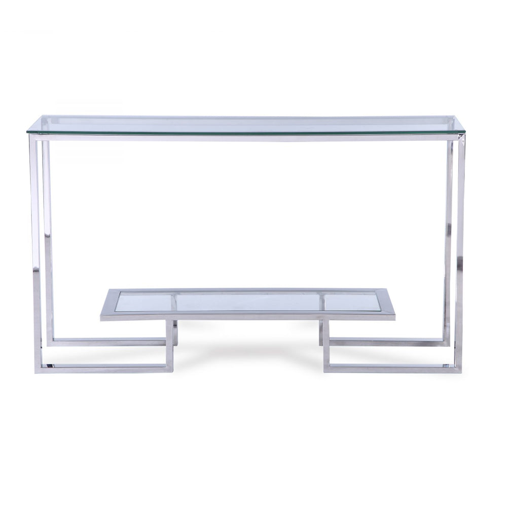 Liang & Eimil Mayfair Console Table with Glass and Polished Stainless Steel