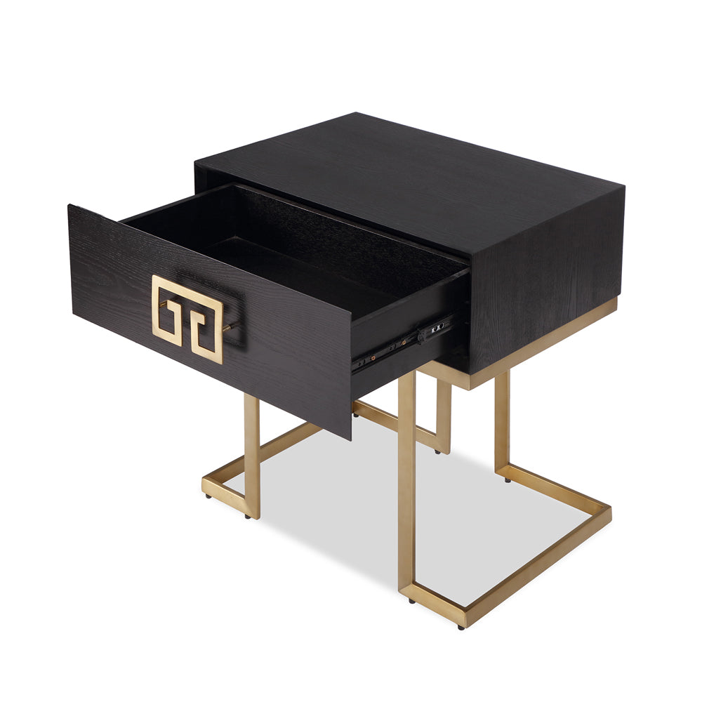 Liang & Eimil Nobbu Bedside Table with Black Ash Veneer and Brushed Brass
