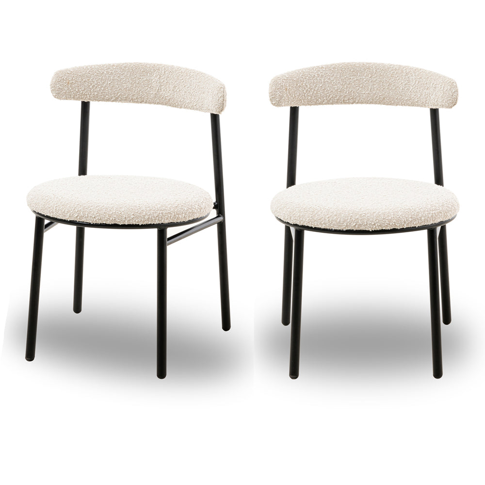 Liang & Eimil Nook Dining Chair in Boucle Sand Upholstery - Set of 2