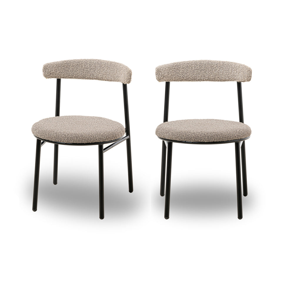 Liang & Eimil Nook Dining Chair with Boucle Taupe Upholstery (Set of 2)