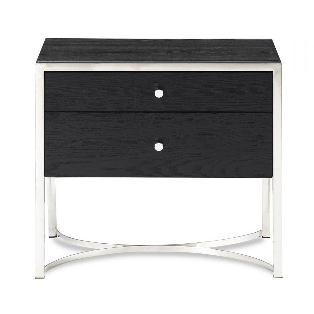 Liang & Eimil Rivoli Bedside Table with Black Ash Veneer and Stainless Steel