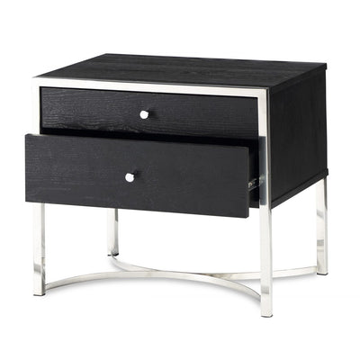 Liang & Eimil Rivoli Bedside Table with Black Ash Veneer and Stainless Steel