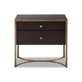 Liang & Eimil Rivoli Bedside Table with Chocolate Brown Ash Veneer and Brass
