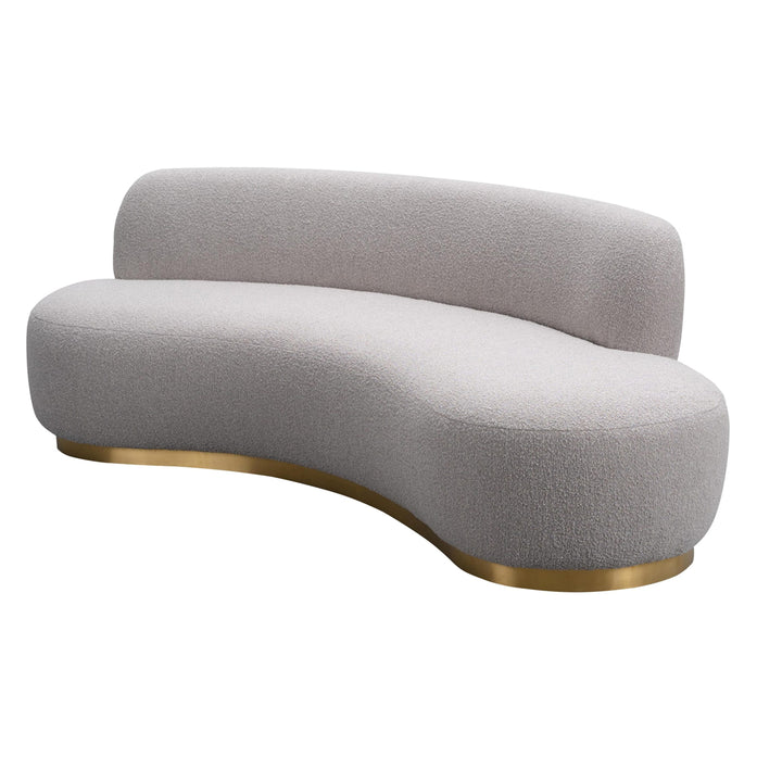 Liang & Eimil Sasha Curved Sofa with Soft Taupe Boucle and Brushed Brass (Left)