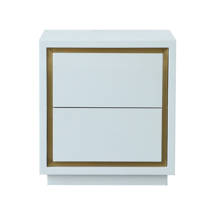 Liang & Eimil Utopia Bedside Table with White Lacquer and Brushed Brass