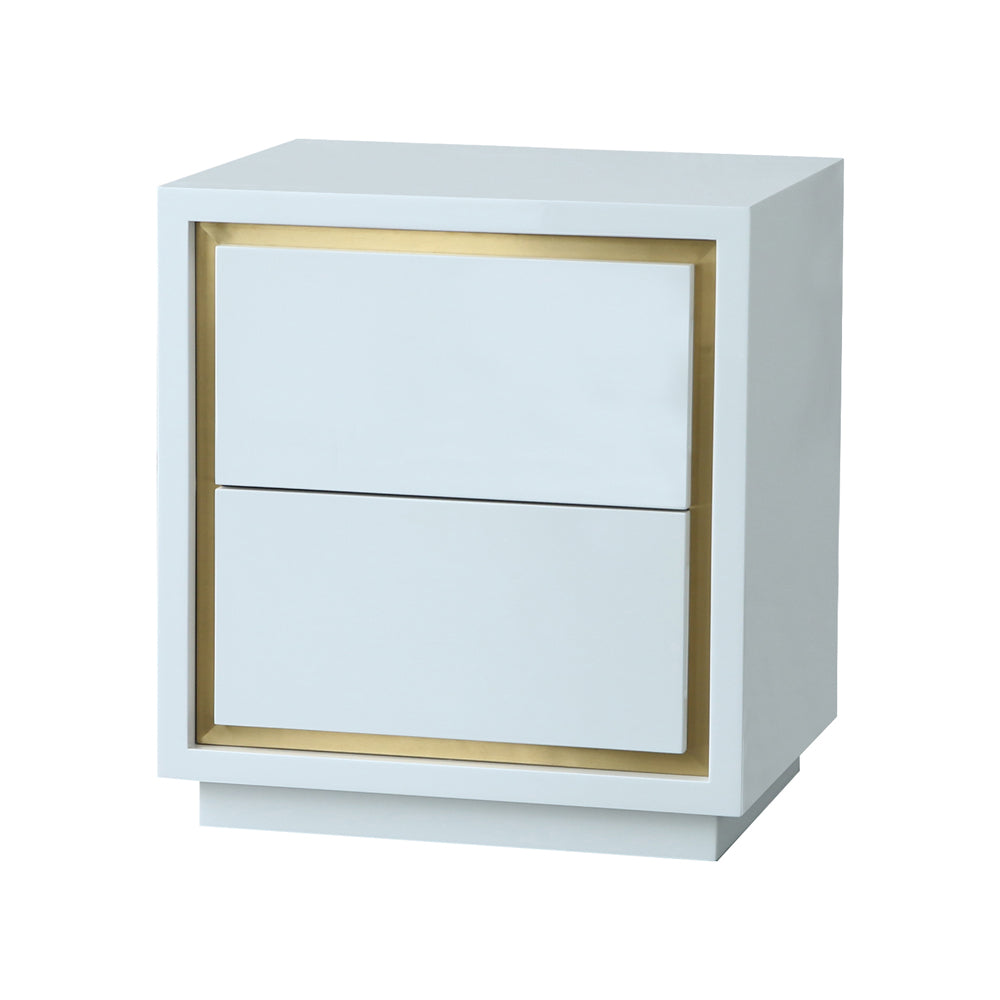 Liang & Eimil Utopia Bedside Table with White Lacquer and Brushed Brass