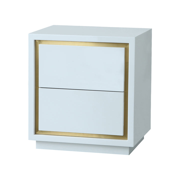 Liang & Eimil Utopia Bedside Table with White Lacquer and Brushed Brass