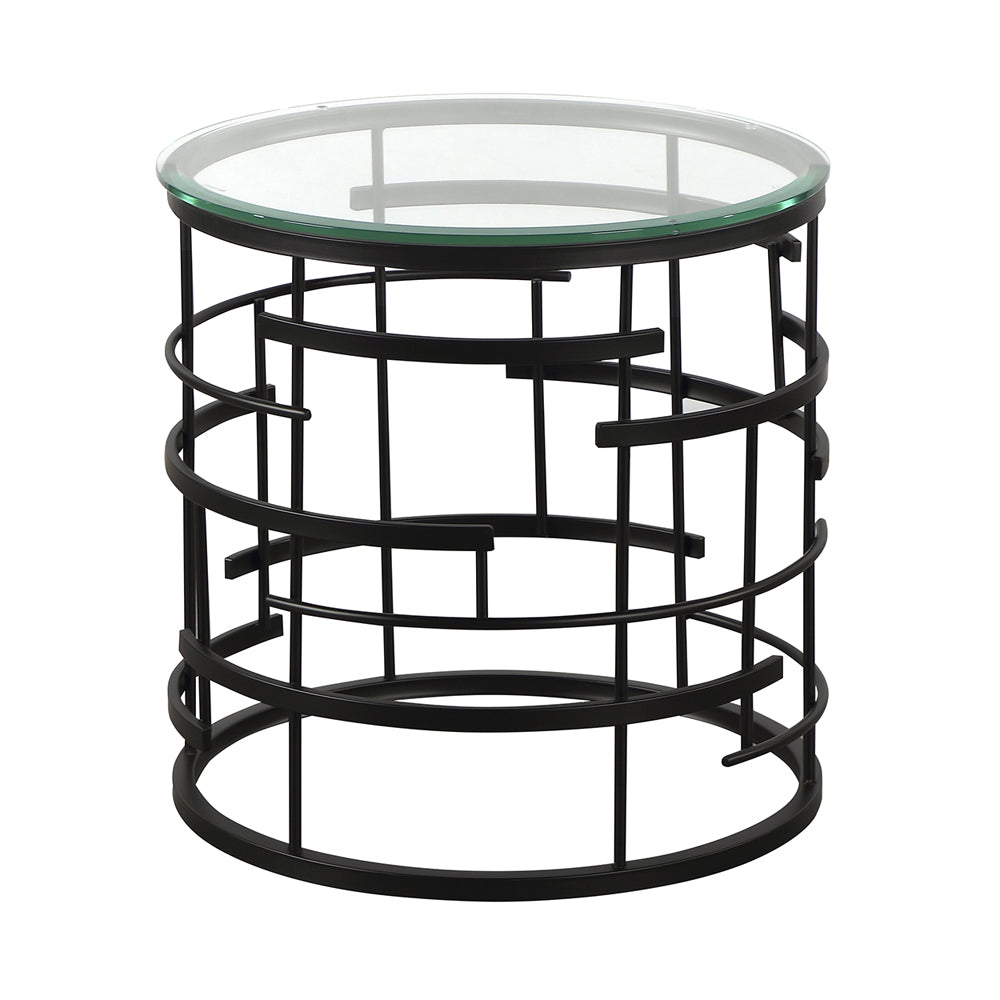Liang & Eimil Viena Side Table with Glass and Matt Black Steel